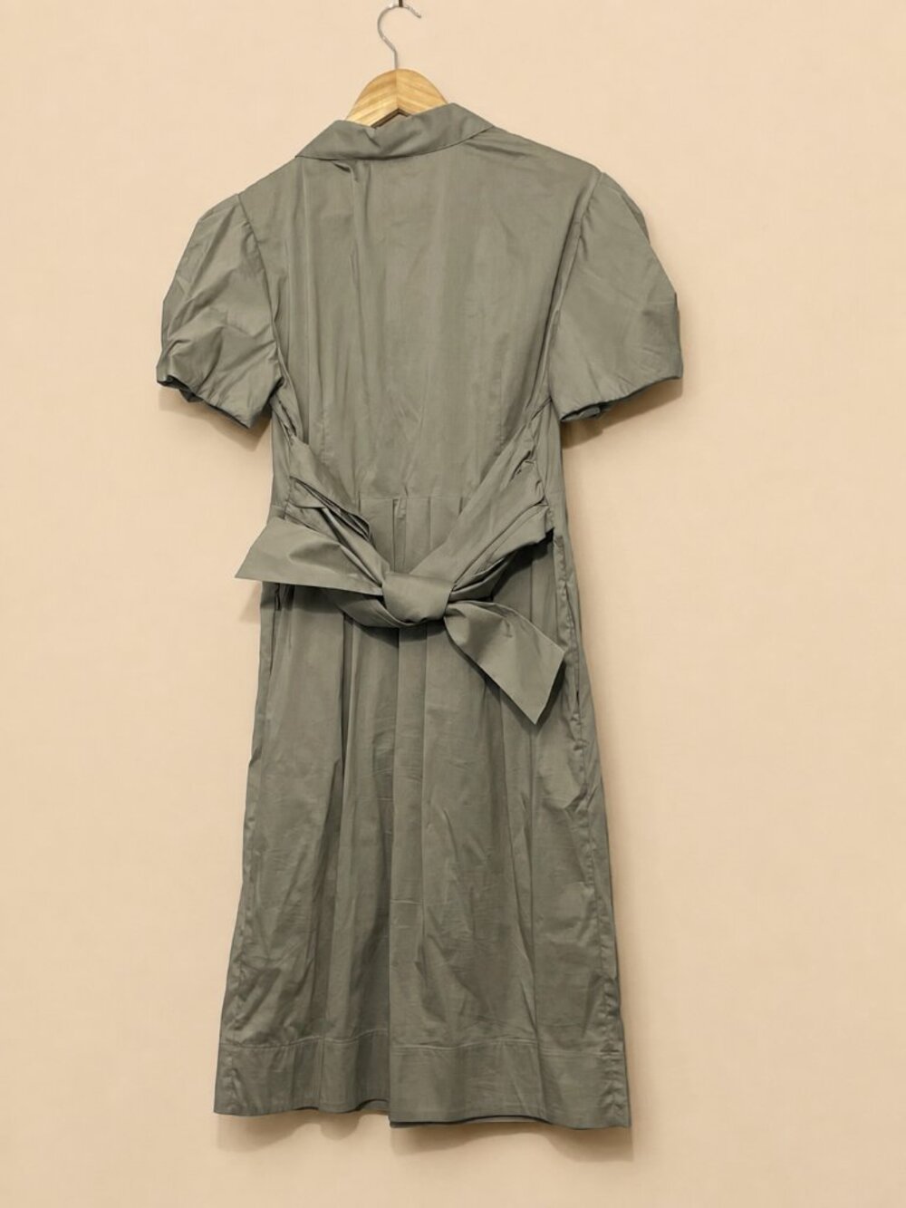 Elegance Cotton Taupe Mid Length Dress with Bow on Back IT44 Size